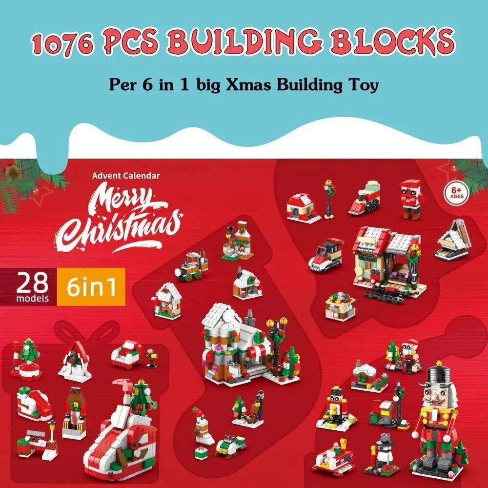 Christmas Advent Calendar, Kids 24 Days Countdown Xmas Building Blocks Toys 28